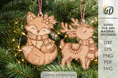 Cute Christmas Ornaments Laser Cut. Christmas Tree Decor SVG Product Image 1