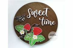 Sweet time Summer sign SVG | Strawberry Summer sign cut file Product Image 1