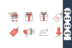Shopping cart with gift boxes, discount tags, and sales prom Product Image 1