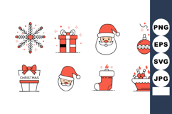 Christmas themed vector icons including Santa Claus gift sno Product Image 1