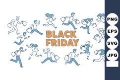 Black Friday shopping rush people running with bags in busy Product Image 1