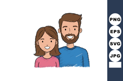 Happy smiling couple man and woman portrait vector illustrat Product Image 1