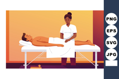 Massage therapy session with female therapist and male clien Product Image 1