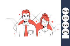 Red hair man and woman business professionals vector illustr Product Image 1
