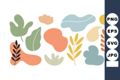 Abstract organic shapes with pastel colors and natural plant Product Image 1