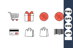 Shopping cart gift box discount tags credit card bags barcod Product Image 1
