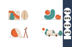 Outdoor camping and nature elements vector illustration with Product Image 1