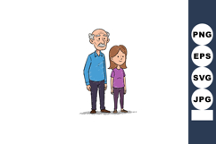 Elderly man and young girl standing together casual clothing Product Image 1
