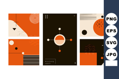 Abstract geometric shapes with orange and black modern art v Product Image 1