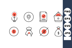 Business and finance icon set with lightbulb, location, docu Product Image 1