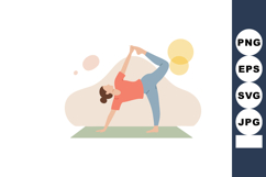 Woman practicing yoga on mat in balance pose with abstract b Product Image 1