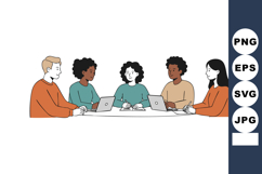 Diverse group of people collaborating with laptops and notes Product Image 1