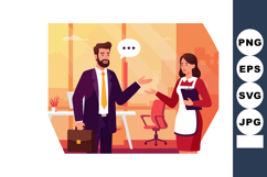 Businessman and waitress talking in office interior vector i Product Image 1