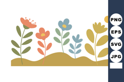 Colorful wildflowers with green leaves growing on brown soil Product Image 1