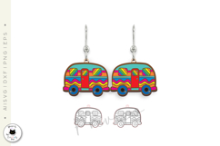 Retro Van Earrings SVG | Summer Laser Cut Earrings Product Image 3