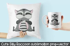 Cute Raccoon. Sublimation Designs for t-shirts.PNG Product Image 3