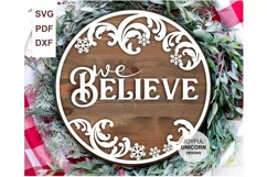 We believe Christmas Sign SVG | Christmas Door Hanger SVG Product Image 1