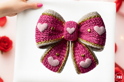 A decorative pink bow_with a knitted texture clipart Product Image 1
