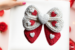 Crochet Yarn Valentine bow Png Product Image 1