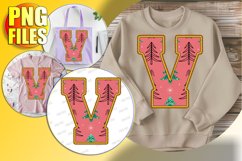 V Doodle Letter Style PNG Whimsical Winter Character! Product Image 1