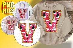 V Doodle Letter Style Print Cheerful Festive Character! Product Image 1