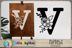 Floral letter V svg cut file / Botanical alphabet SVG Product Image 2