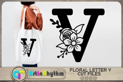 Floral letter V svg cut file / Botanical alphabet SVG Product Image 1