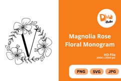 Magnolia Rose Floral Monogram Product Image 1