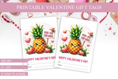 Tropical Pineapple Valentine's Tags - 'Pine-ing for You' Product Image 1