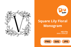 Square Lily Floral Monogram Product Image 1