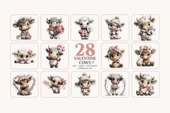 Valentine Highland Cow Clipart Bundle | Cute Romantic Cows Product Image 3