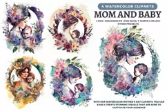 Mom & Baby |Mother's Day Watercolor illustration 4 clipart Product Image 1