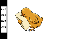 Cute sleeping chick hugging pillow vector illustration in pe Product Image 1