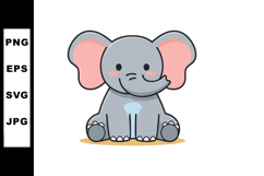 Cute baby elephant sitting with pink ears and blue belly vec Product Image 1