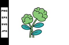 Green Floral Vector Illustration with Blue Leaves Simple Pla Product Image 1