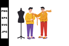 Tailor Measuring Customer for Custom Clothes with Mannequin Product Image 1
