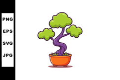 Bonsai tree with twisted purple trunk in orange pot vector i Product Image 1