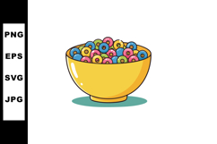 Colorful Breakfast Cereal Bowl with Multicolored Loops in Ye Product Image 1