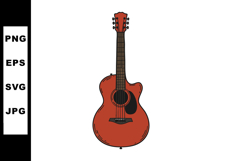 Acoustic guitar illustration with brown neck and red body ve Product Image 1