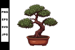 Bonsai tree with green leaves in brown pot detailed vector i Product Image 1
