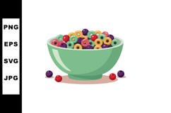 Colorful Cereal Bowl with Fruit Flavored Loops in Green Dish Product Image 1