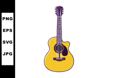 Acoustic guitar vector illustration in yellow and purple col Product Image 1
