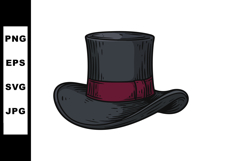 Black top hat with maroon ribbon vintage stylish accessory v Product Image 1