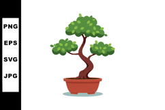 Bonsai tree potted plant stylized green leaves natural minia Product Image 1