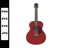 Acoustic guitar illustration with red body and black details Product Image 1