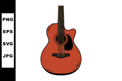 Acoustic guitar illustration in brown color with detailed st Product Image 1