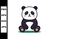 Cute sitting panda bear cartoon illustration with pink cheek Product Image 1