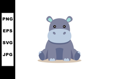 Cute baby hippopotamus illustration in simple cartoon style Product Image 1