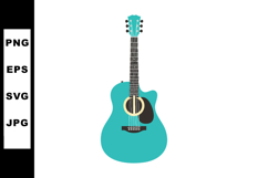 Acoustic guitar illustration with turquoise body and black d Product Image 1