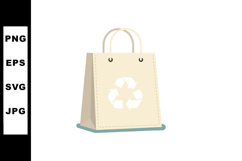 Recyclable beige shopping bag with eco friendly symbol vecto Product Image 1